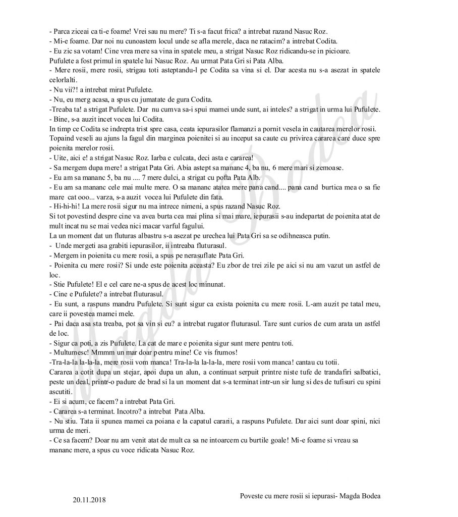 poveste cu mere rosii si iepurasi 1